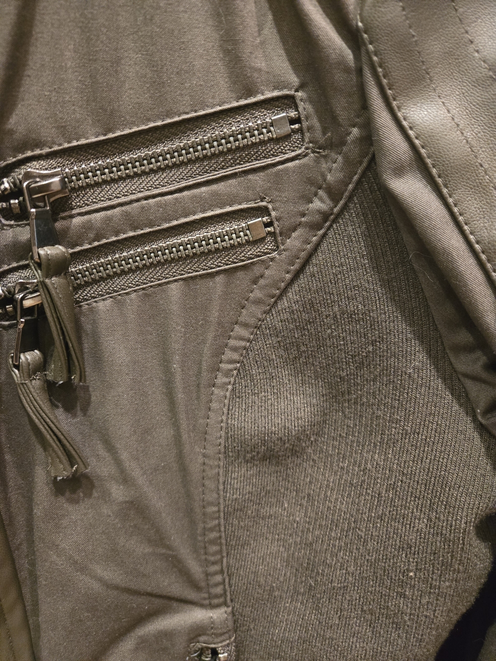 Ooh La La Olive Green Women's Moto Jacket - Picture 3 of 5